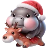 Эмодзи Новогодний бегемотик
